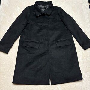 Uniqlo Womens Stand Collar Coat Size XL Black Wool Cashmere Blend Pockets